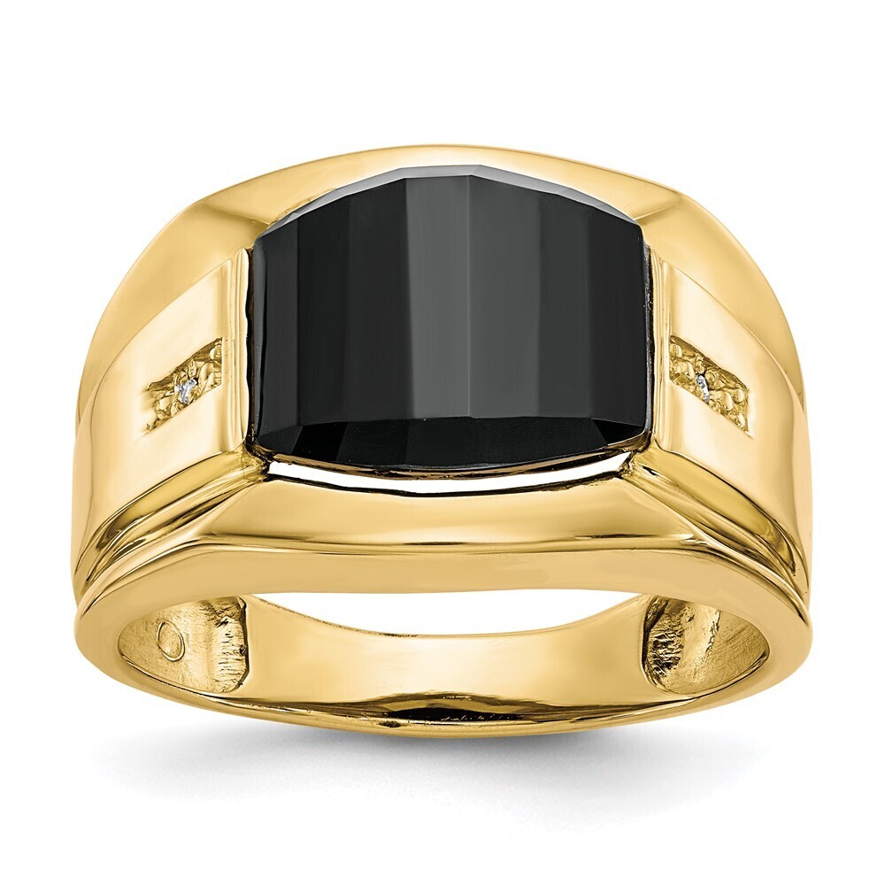 10k Yellow Gold Genuine Fine Jewelry Mens Diamond  Black Onyx Ring